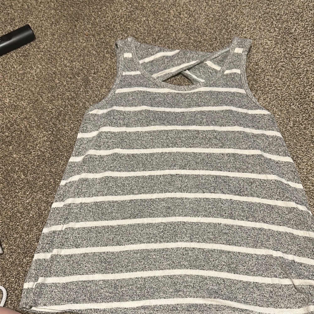 Striped Gray and White Tank Top